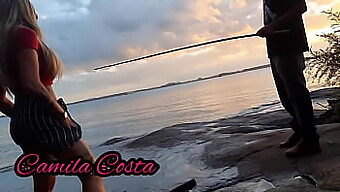 Interracial Encounter With Amateur Fisherman And Latina Beauty