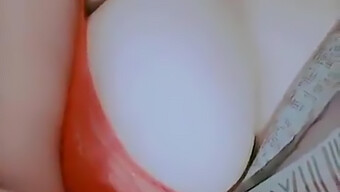 Close-Up Video Of A Teacher Fondling Her Natural Assets