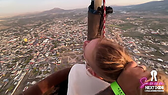 Intense Lovemaking During Sunrise In A Hot Air Balloon Overlooking Pyramids, With A Petite Girl Giving Deep Blowjob